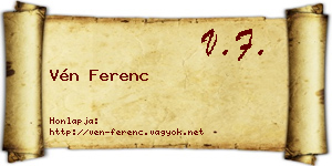 Vén Ferenc névjegykártya